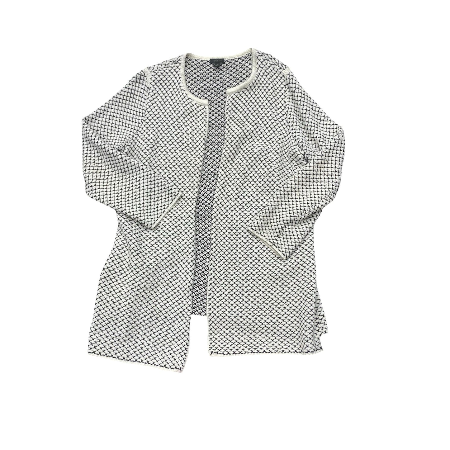Sweater Cardigan By Ann Taylor In Black & White, Size:Xl
