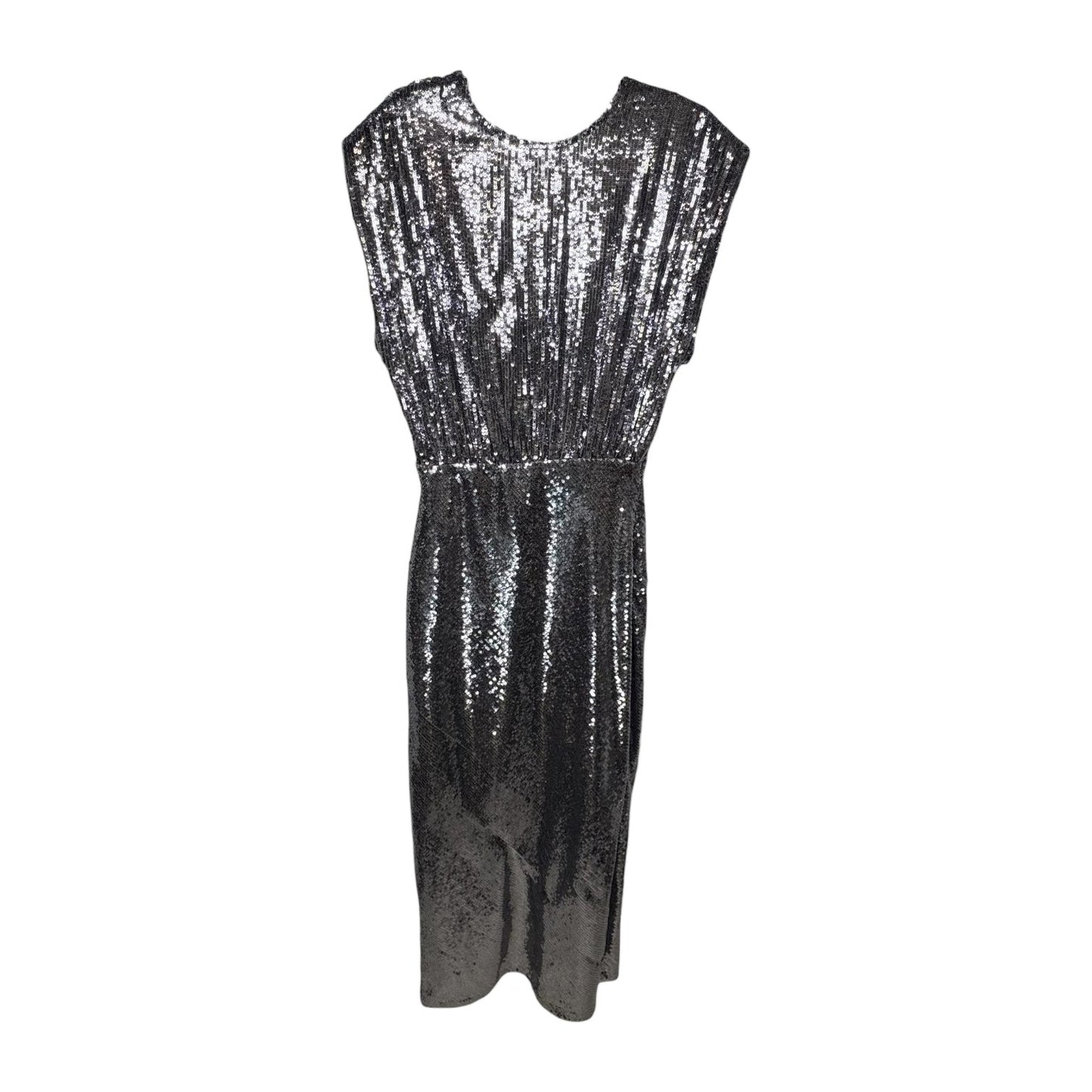 Sequin Maxi Dress By Zara In Silver, Size: S
