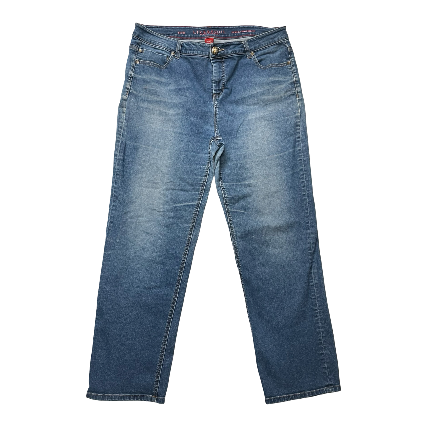 Jeans Boyfriend By Liverpool In Blue Denim, Size:12