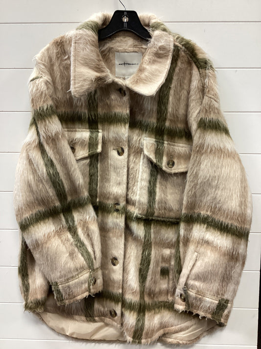 Jacket Fleece By American Eagle In Cream & Green, Size:Xl