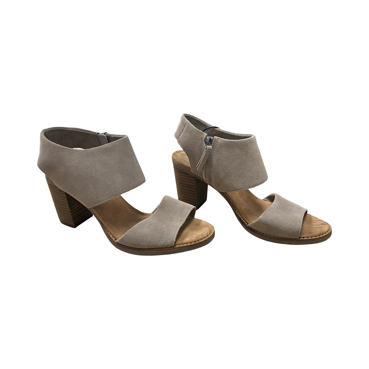 Sandals Heels Block By Toms In Taupe, Size:7.5