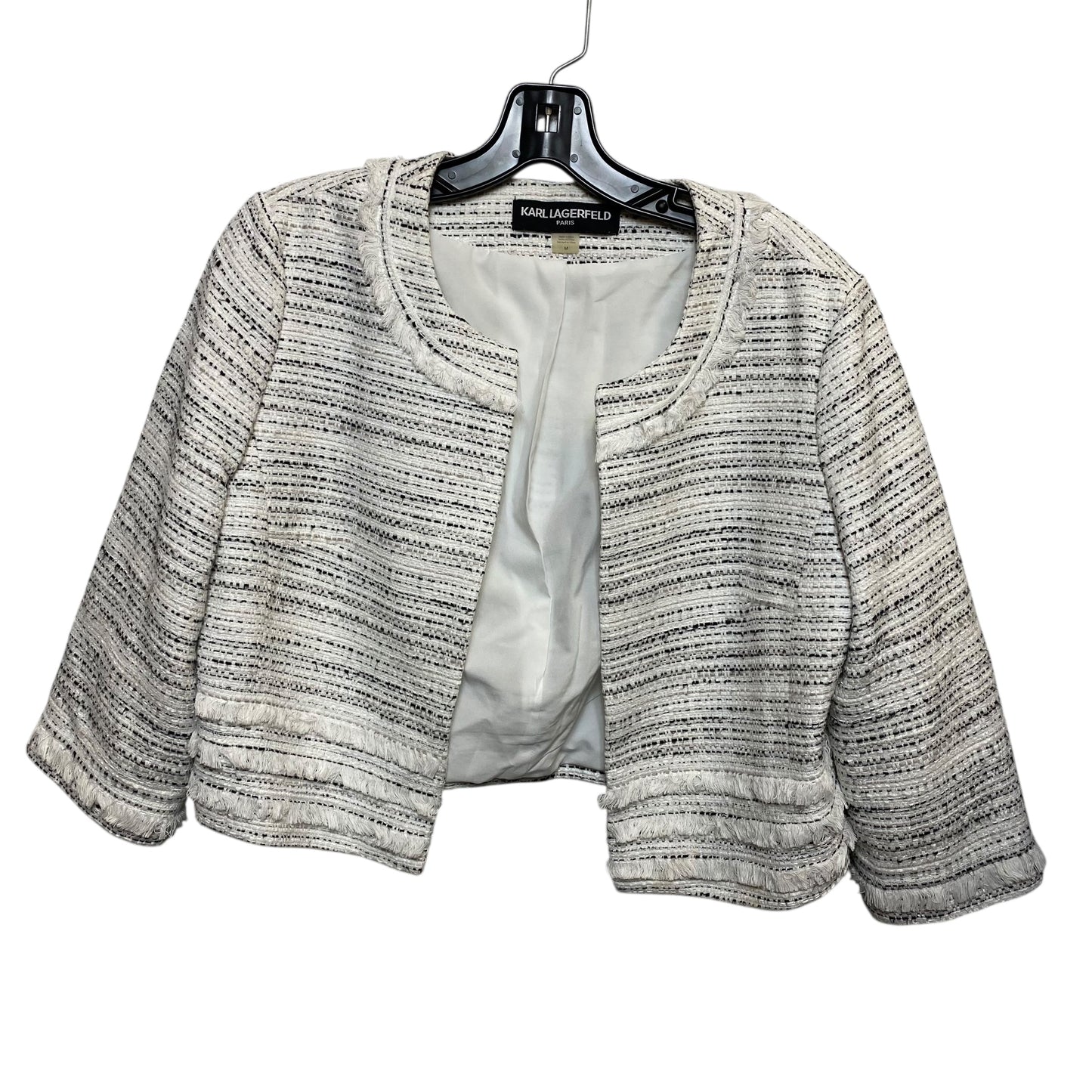 Blazer Designer By Karl Lagerfeld In Black & White, Size:M