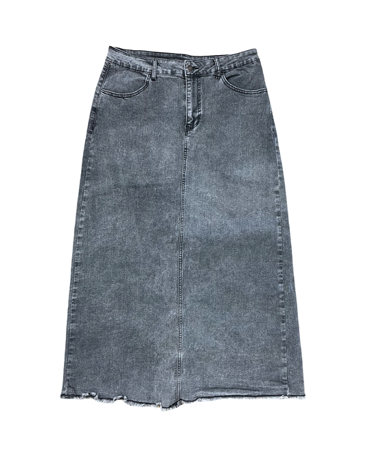 Skirt Midi By Clothes Mentor In Black Denim, Size:L