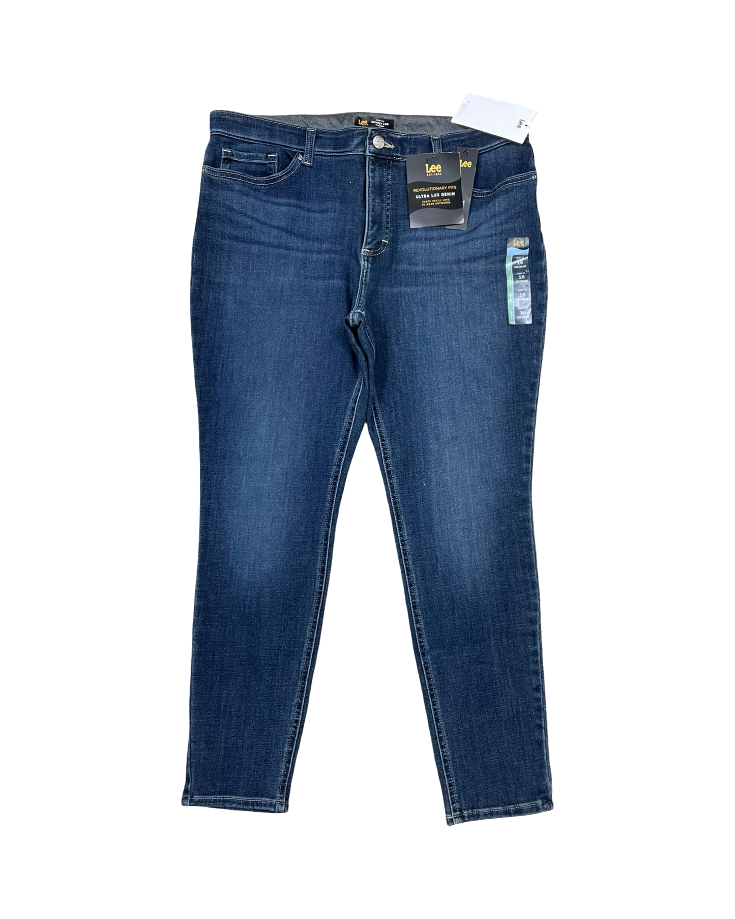 Jeans Skinny By Lee In Blue Denim, Size:16