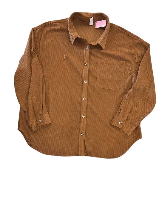 Jacket Shirt By Zyia In Brown, Size:Xxl