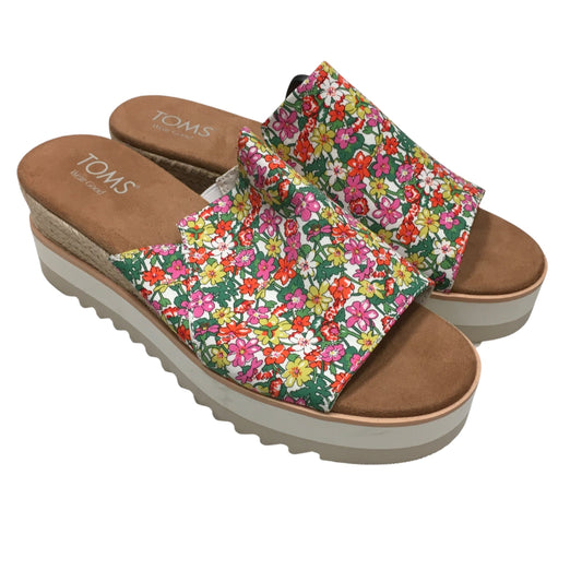 Sandals Heels Wedge By Toms In Floral Print, Size:8