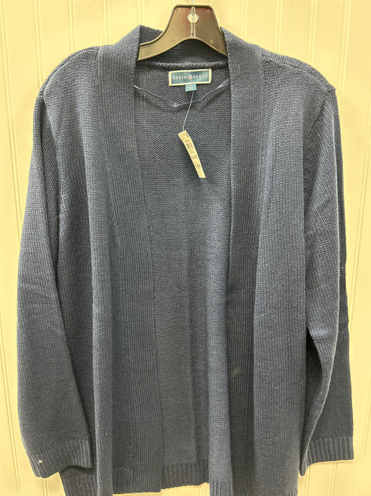 Sweater Cardigan By Karen Scott In Navy, Size:Xl