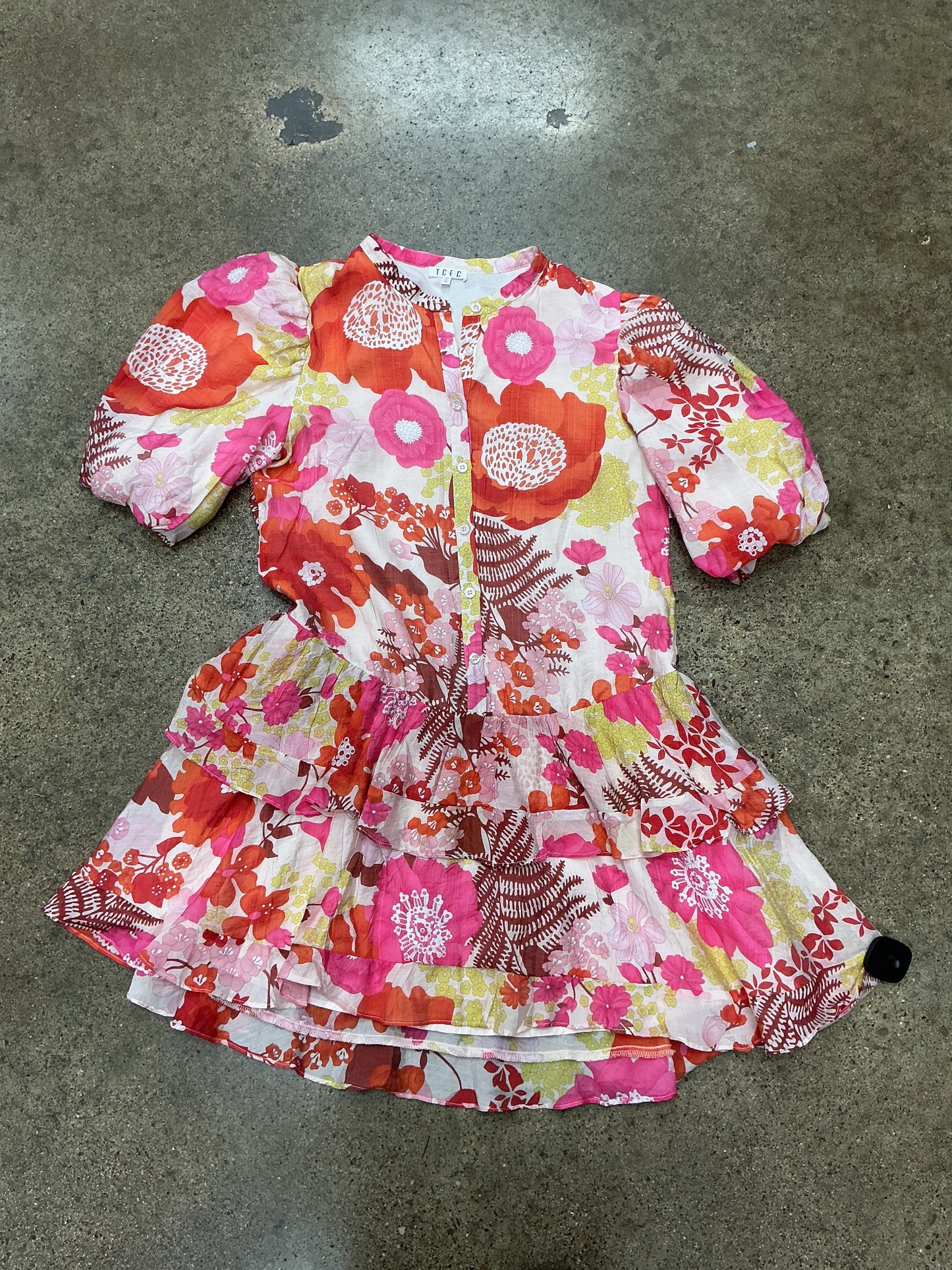 Dress Casual Short By Tcec In Orange & Pink, Size:M