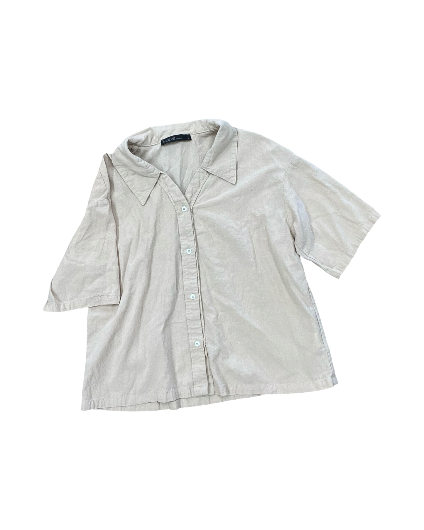 Blouse Ss By Zanzea In Tan, Size:L