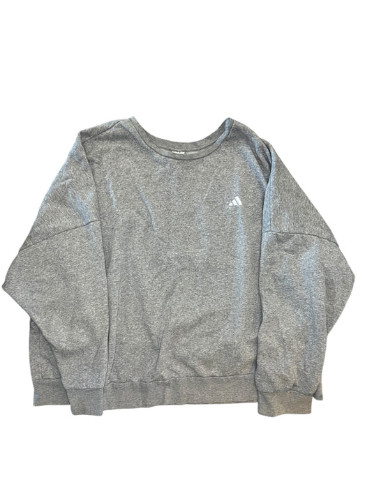Athletic Top Ls Crewneck By Adidas In Grey, Size:4X