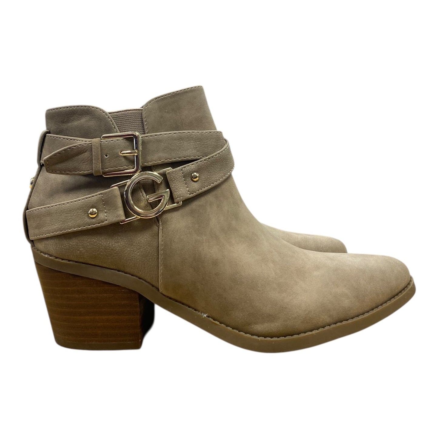 Boots Ankle Heels By Guess In Beige, Size:9.5