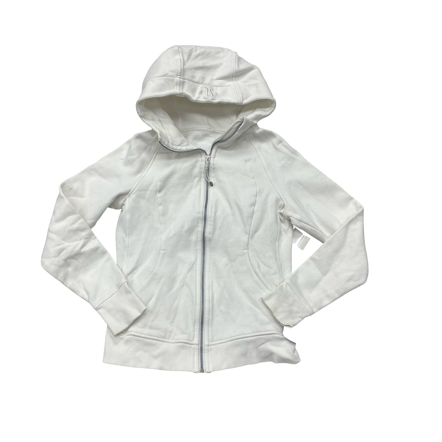 Athletic Jacket By Lululemon In White, Size:10