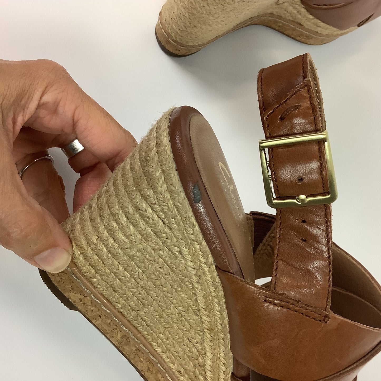 Sandals Heels Block By Clarks In Brown, Size: 6