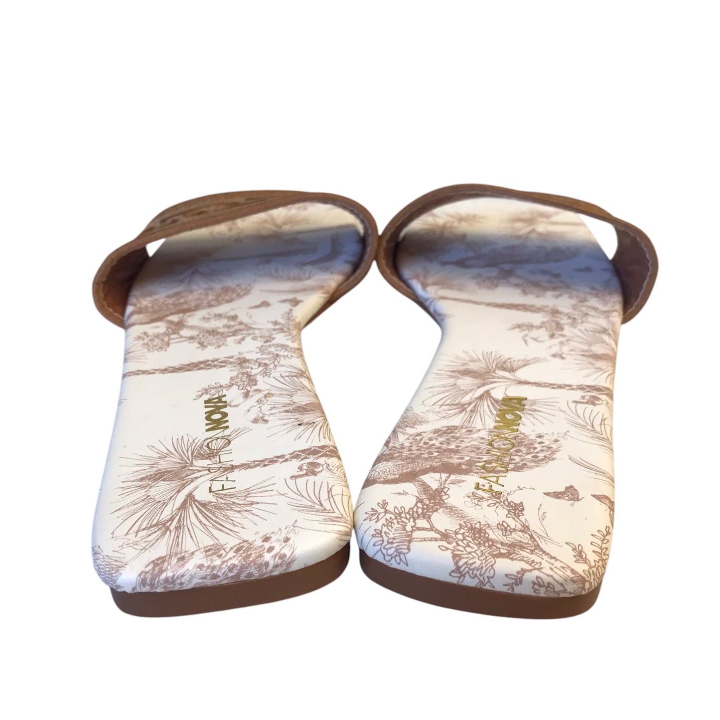 Sandals Flats By Fashion Nova In Brown, Size:11