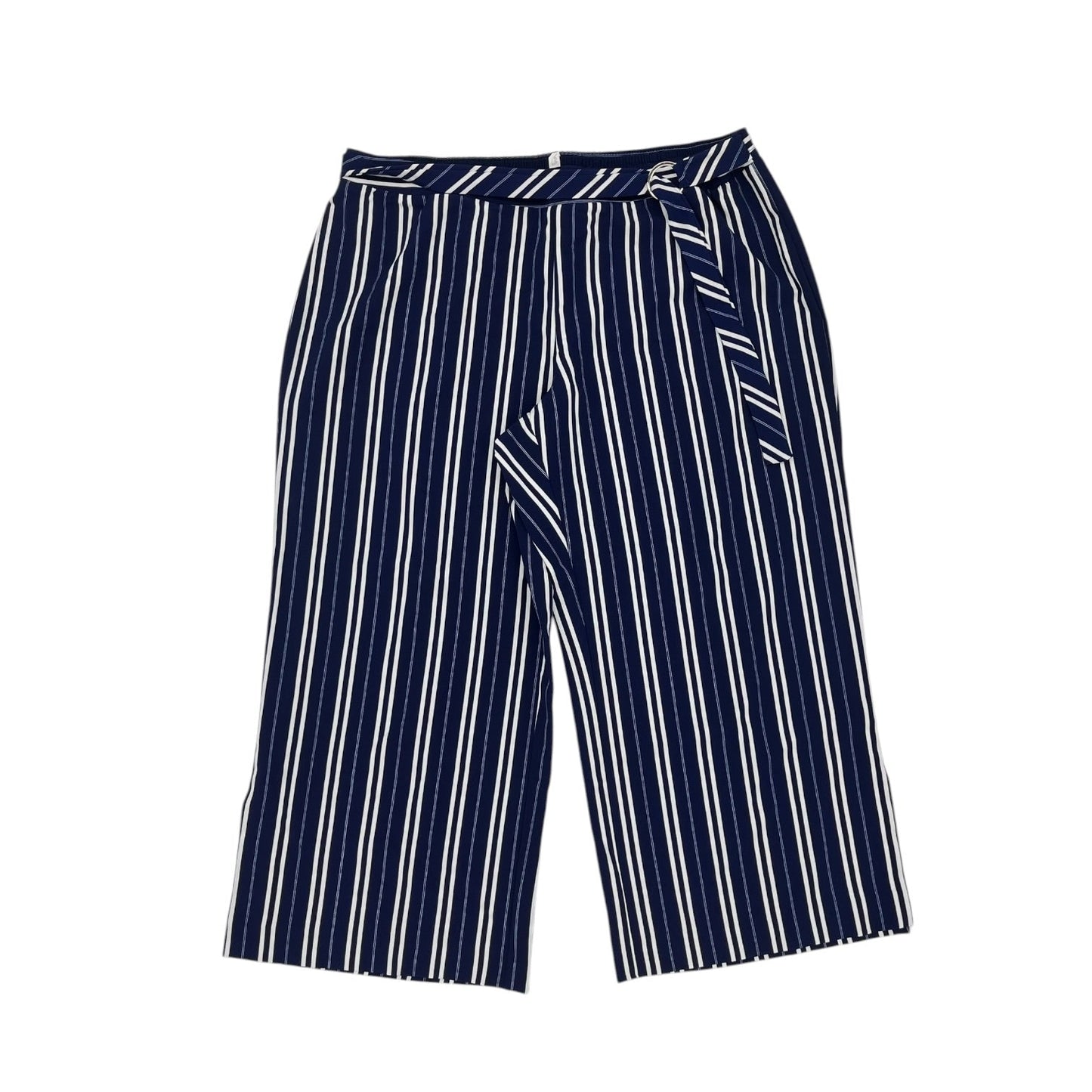 Pants Wide Leg By Ny Collection In Blue & White, Size:2X