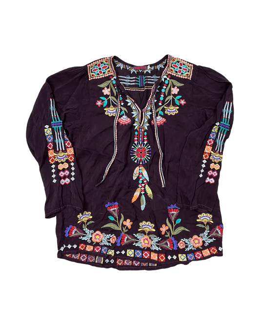 Top Ls Designer By Johnny Was In Maroon, Size:L