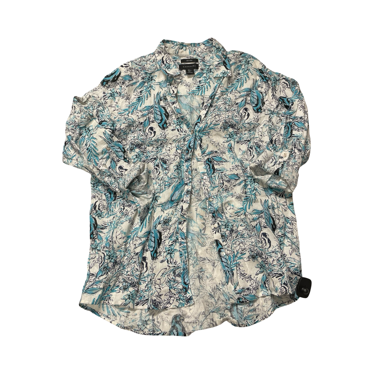 Top Ls By Tahari In Blue & White, Size:L