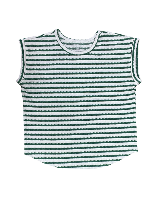 Top Sleeveless By Maurices In Green & White, Size:L