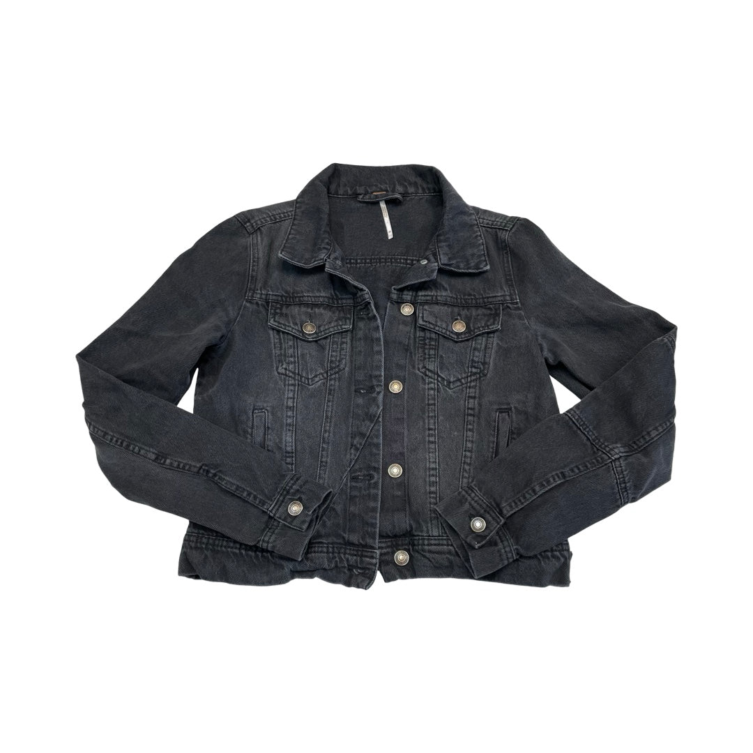 Jacket Denim By Free People In Black Denim, Size:Xs