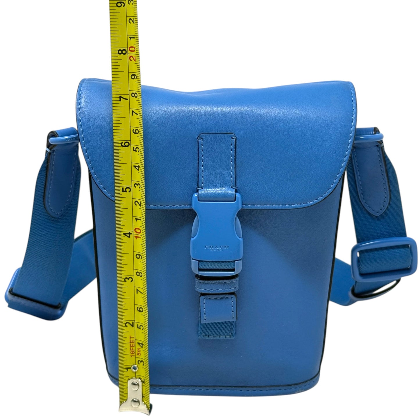 Track Small Flap Leather Crossbody Bag In Racer Blue Designer By Coach, Size: Small