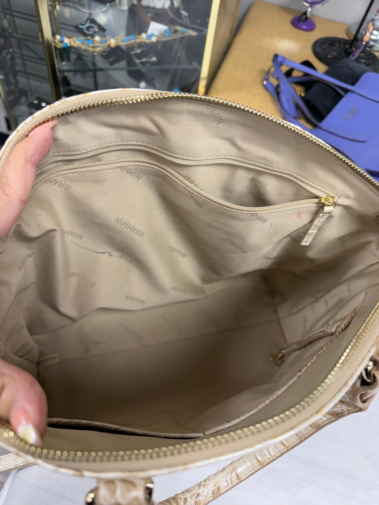 Handbag Designer By Brahmin In Tan, Size:Large