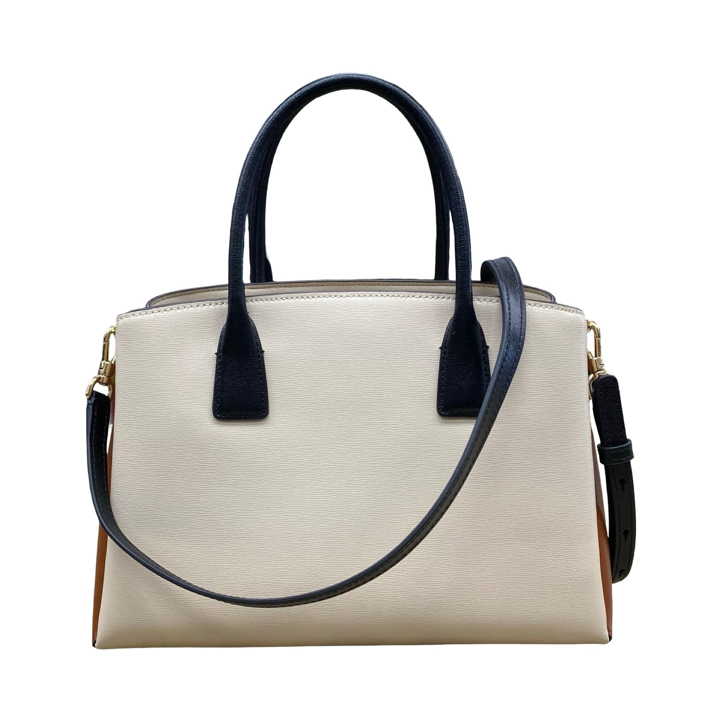 Handbag Designer By Kate Spade In Brown & Cream, Size:Medium (12x8.75x4.5 in)