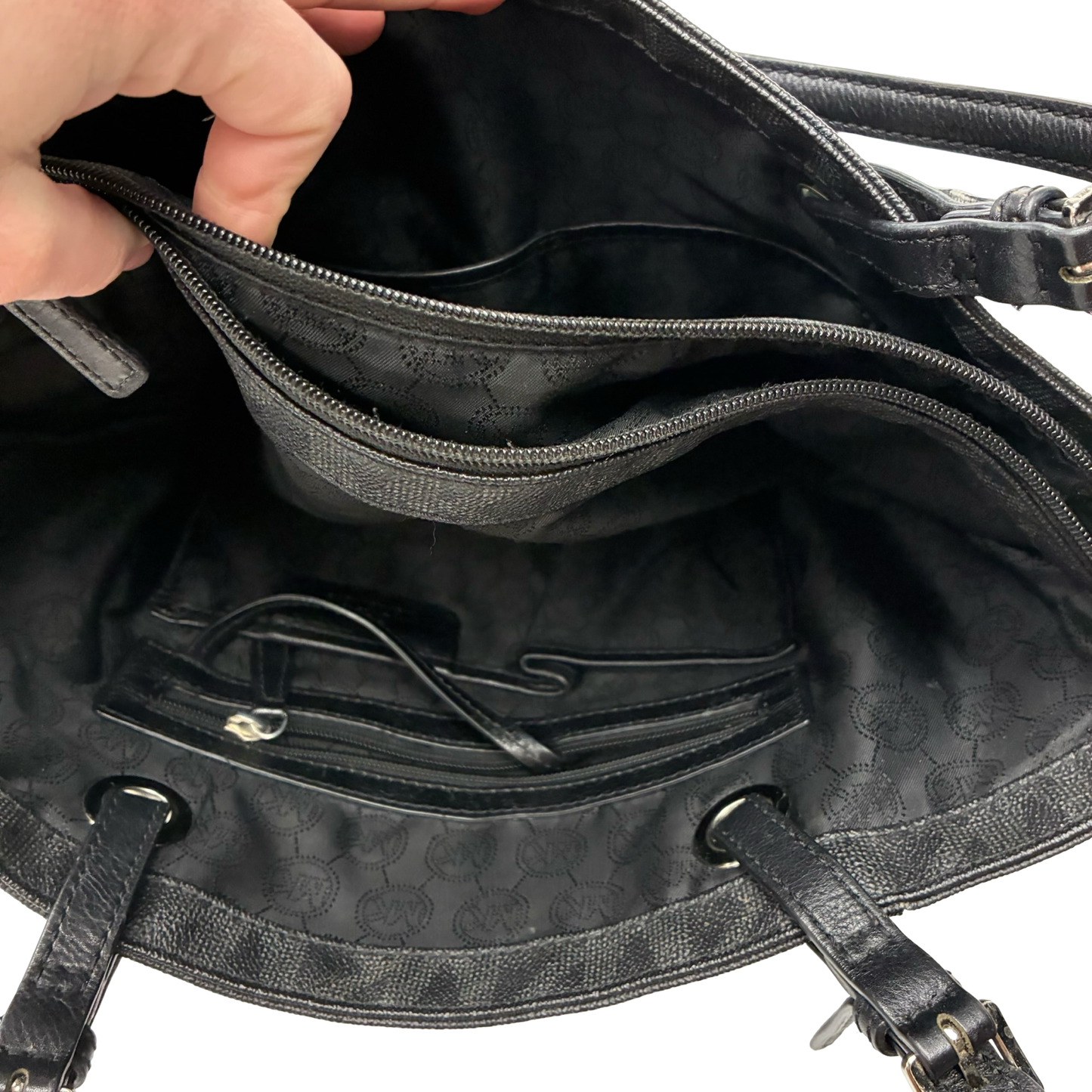 Handbag Designer By Michael Kors In Black & Grey, Size:Large