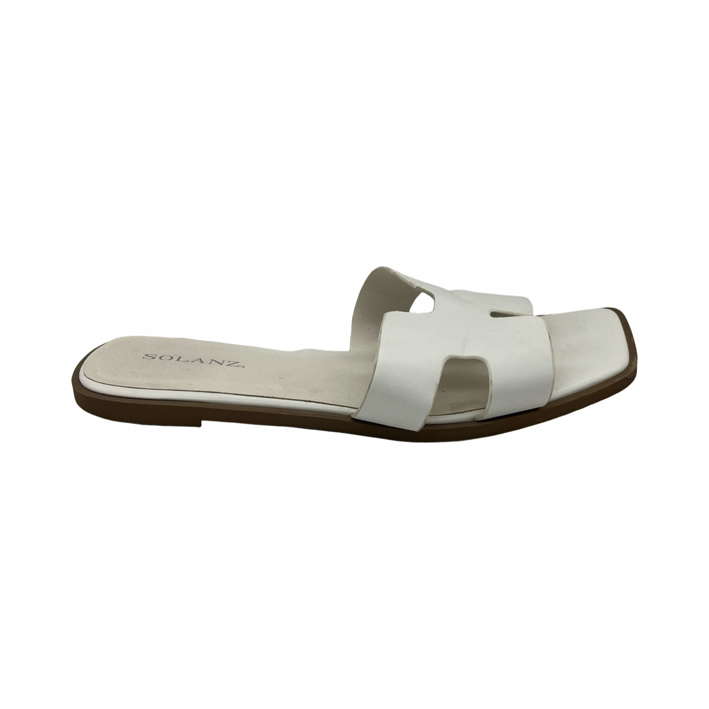 Sandals Flats By Solanz In White, Size:10