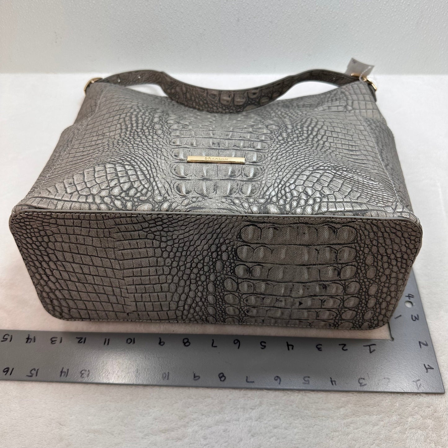 Parin-Fairest Grey Tetra Tote Designer By Brahmin, Size: Large