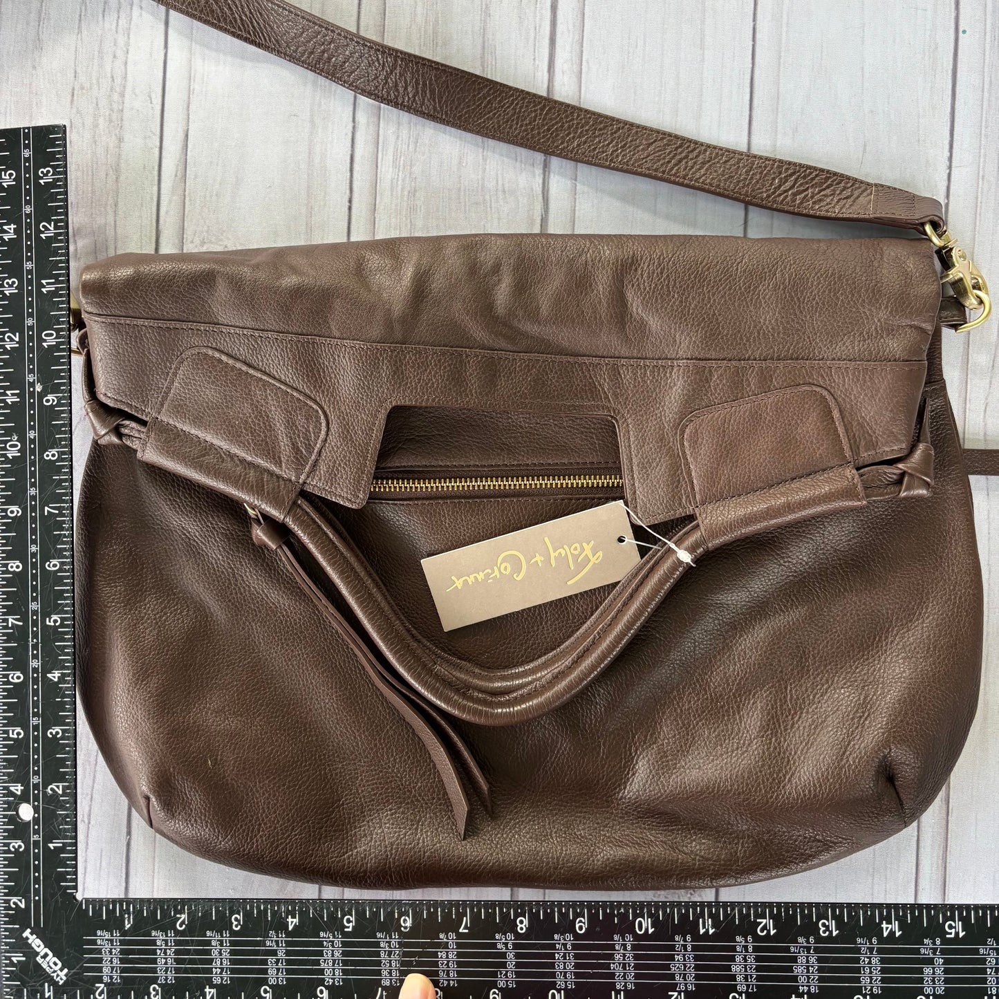 Handbag Leather By Foley + Corinna, Size: Medium