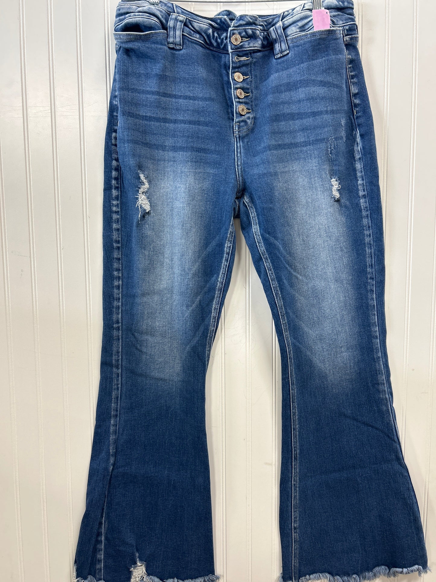 Jeans Flared By Kancan In Blue Denim, Size:14