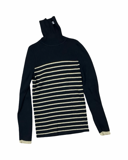 Sweater By Ralph Lauren In Black & Gold, Size:M