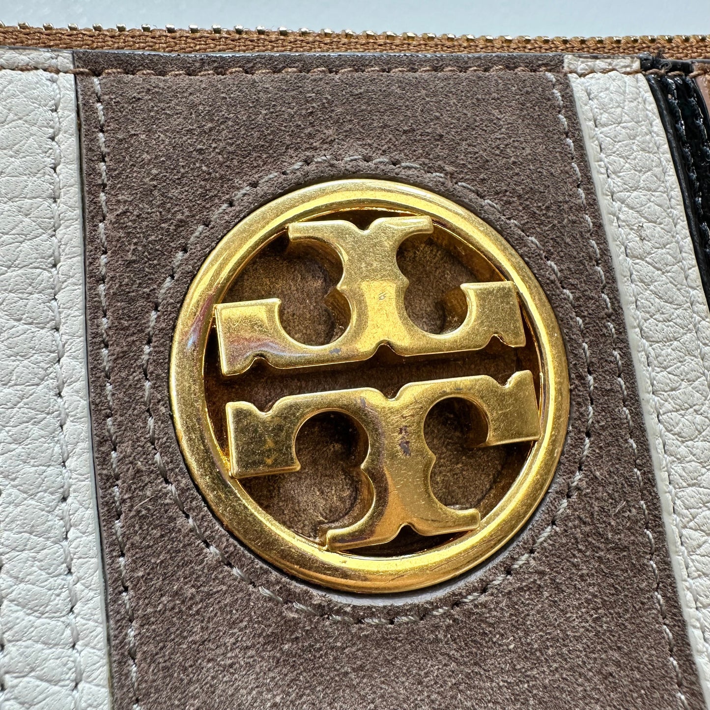 Carson stripe leather Crossbody Designer By Tory Burch, Size: Small