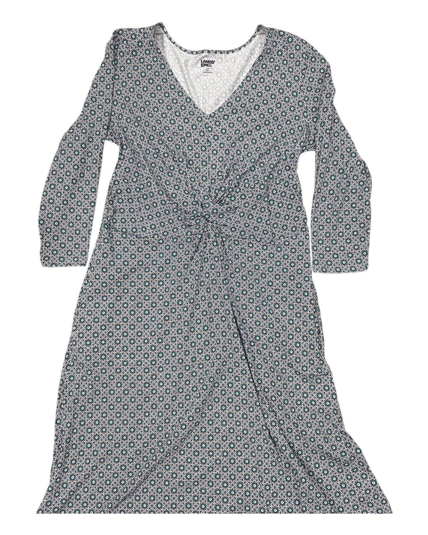 Dress Casual Maxi By Lands End In Blue & Green, Size:L