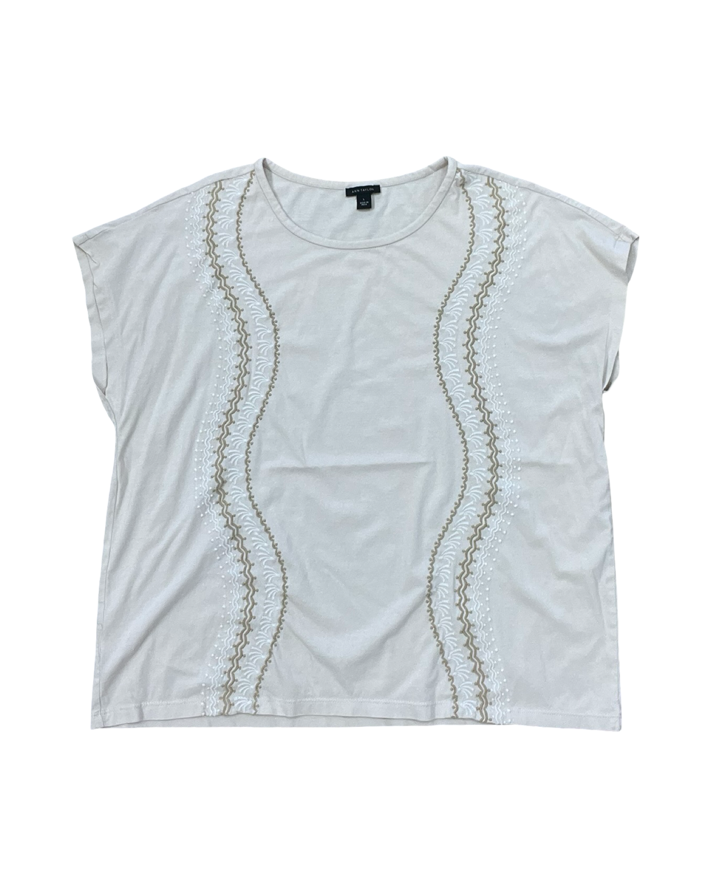 Top Sleeveless By Ann Taylor In Tan, Size:L