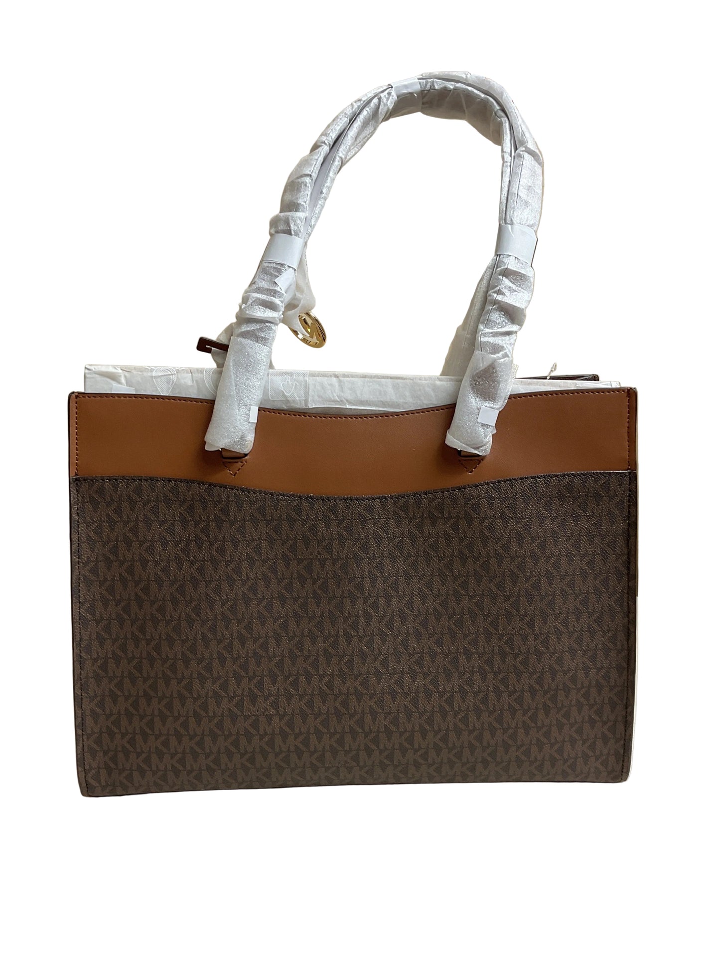 Handbag Designer By Michael Kors In Brown & Tan, Size:Large