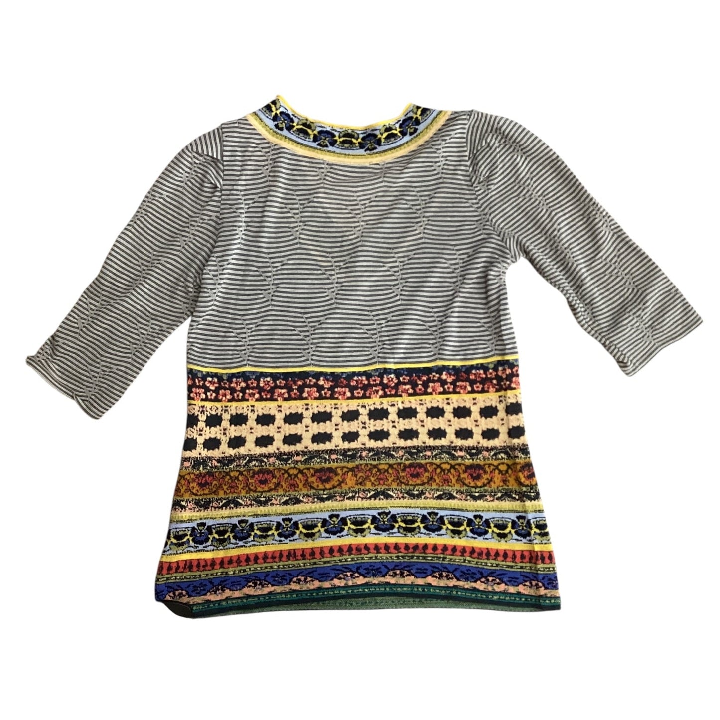 Top 3/4 Sleeve By Aldomartins In Striped Pattern, Size:M