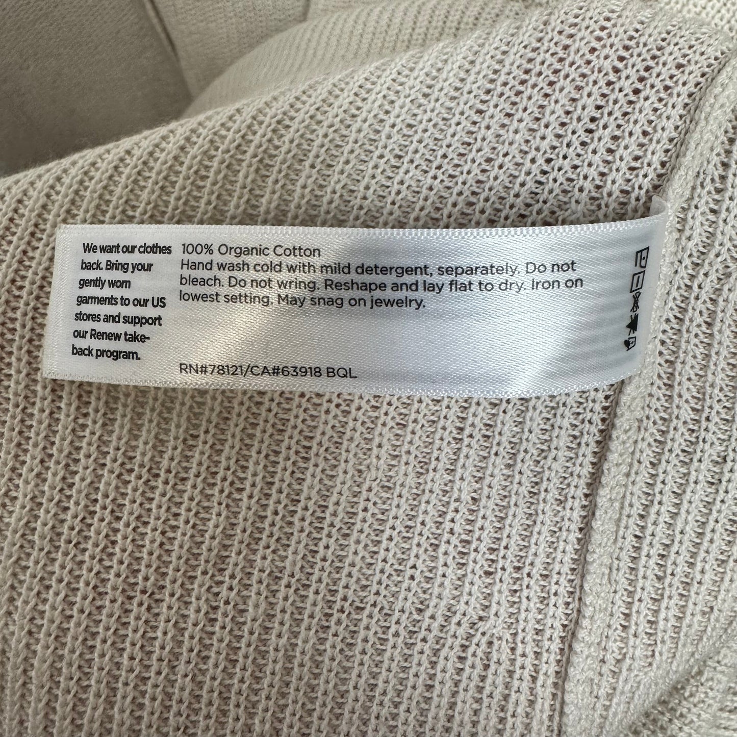 Organic Cotton Sweater Cardigan Sleeveless By Eileen Fisher In Cream, Size: 1x