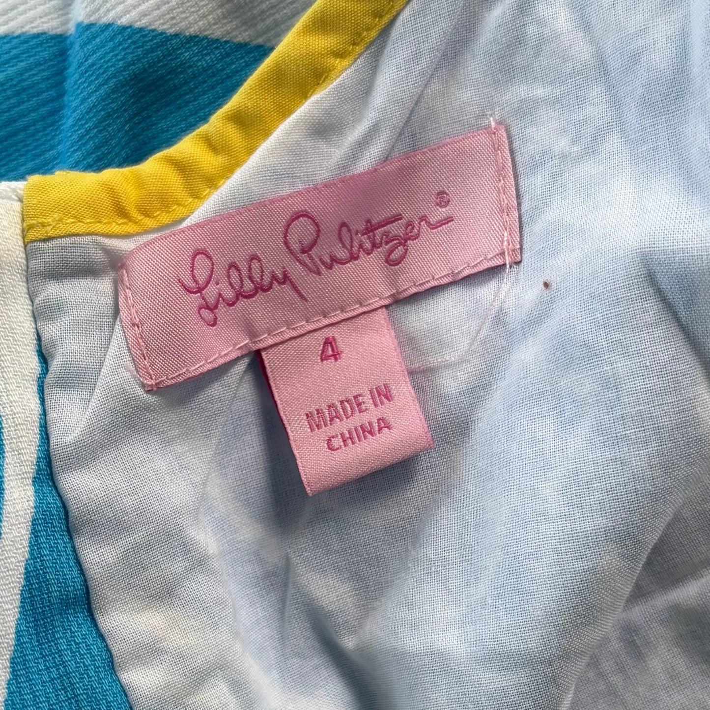 Top Short Sleeve Designer By Lilly Pulitzer In Blue & White, Size: S