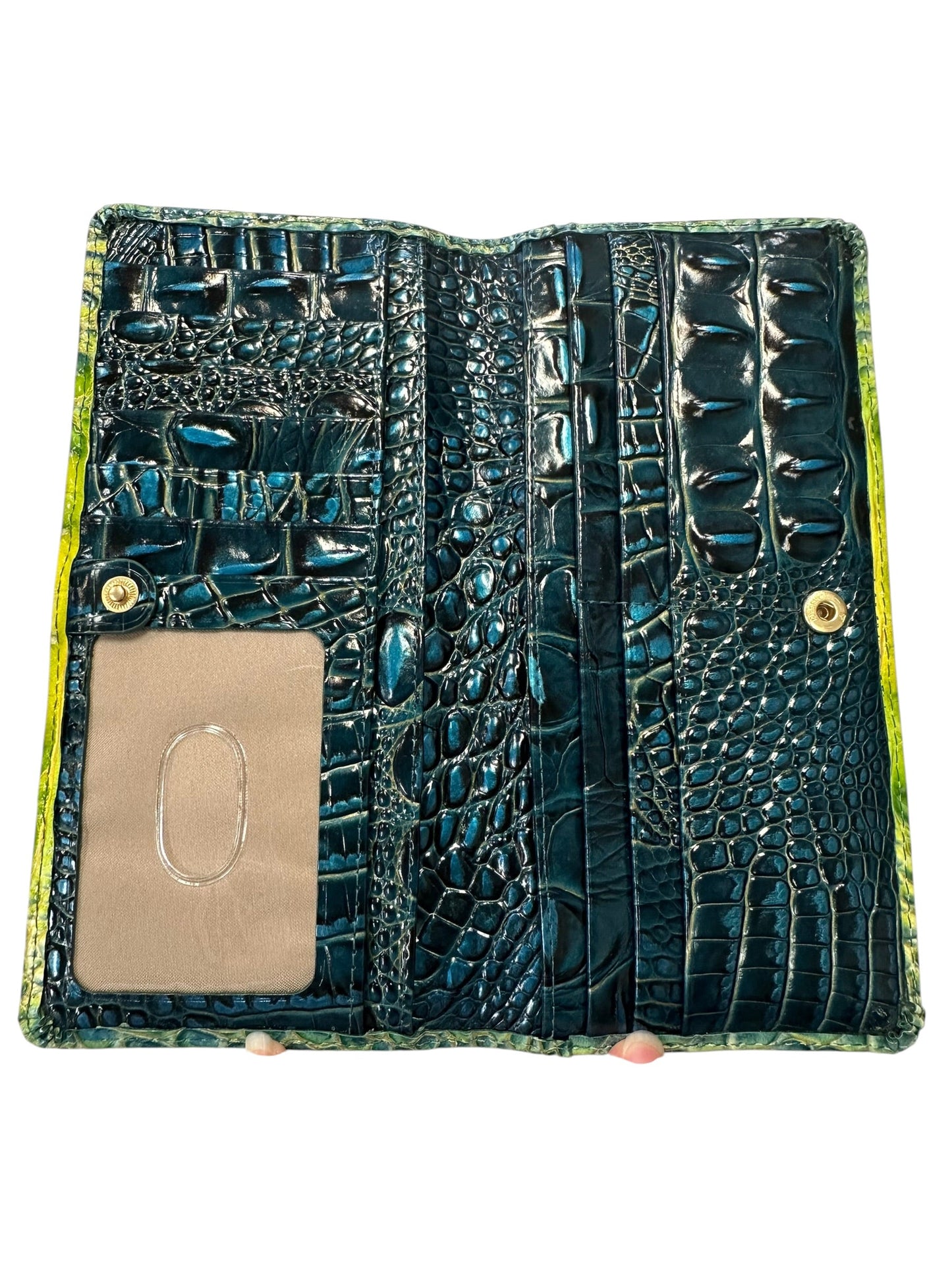Handbag Designer By Brahmin In Green & Yellow, Size:Large