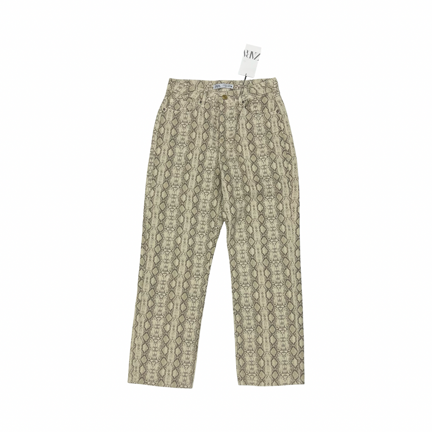 Jeans Straight By Zara In Snakeskin Print, Size:6