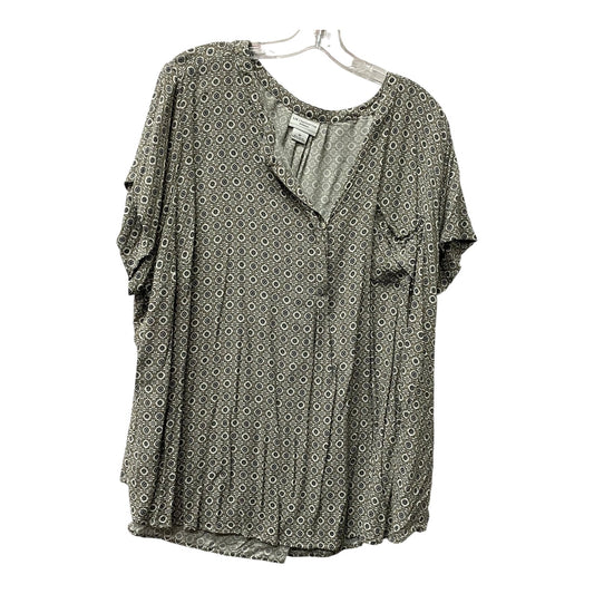 Top Ss By Liz Claiborne In Brown & Grey, Size:3X