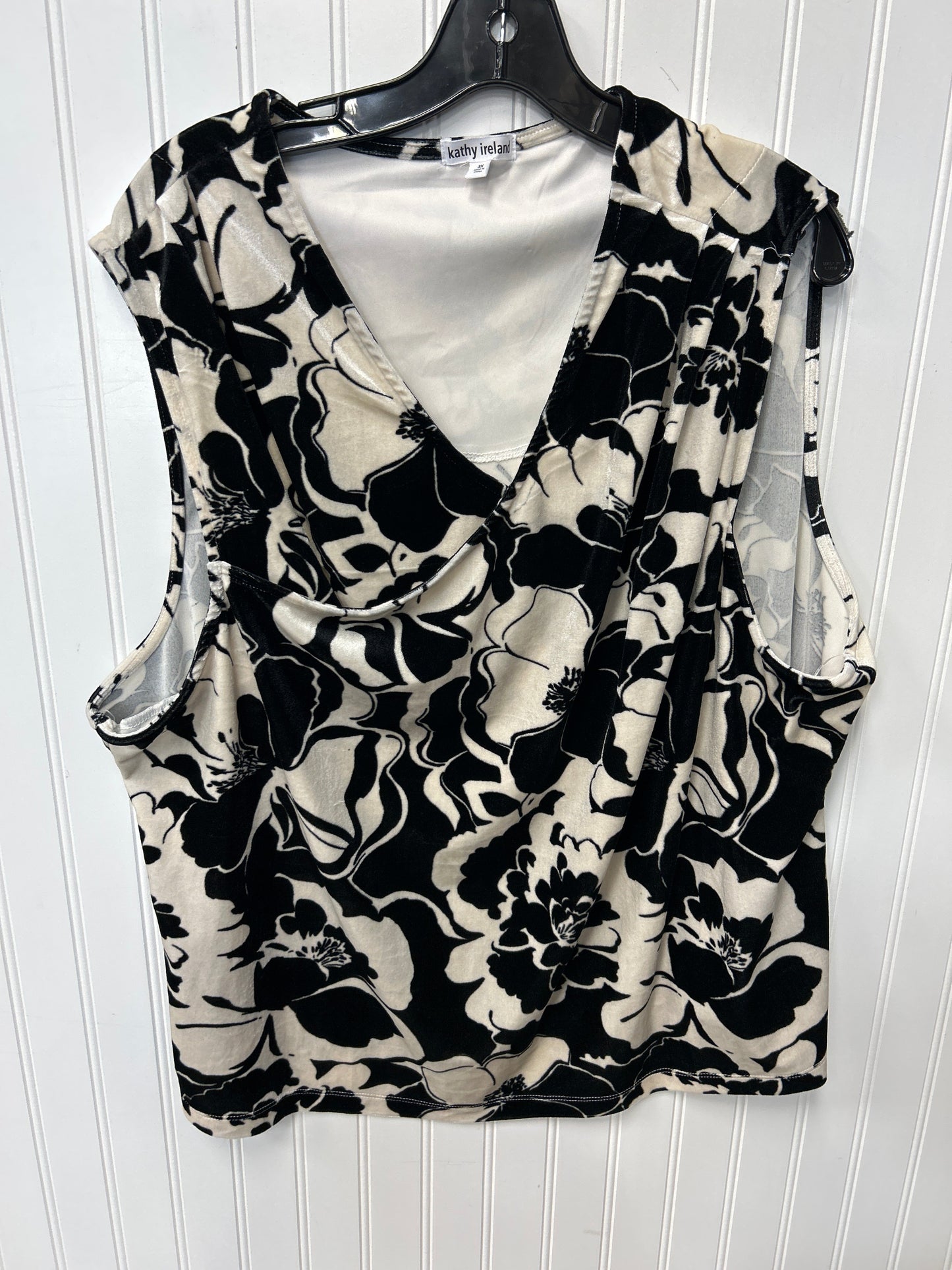Skirt Set 2Pc By Kathy Ireland In Black & Cream, Size:3X
