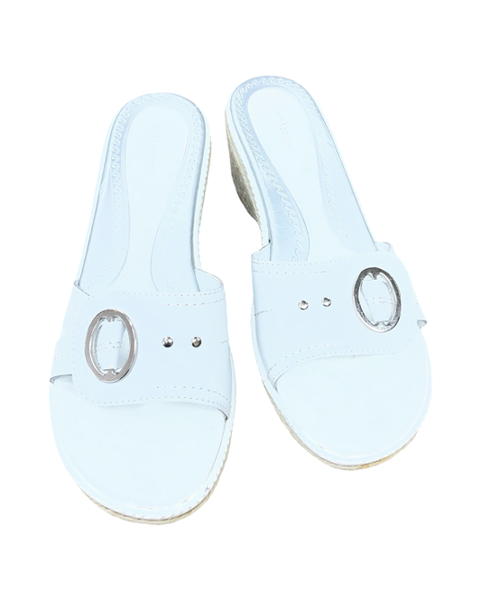 Sandals Heels Kitten By Croft And Barrow In White, Size:6.5