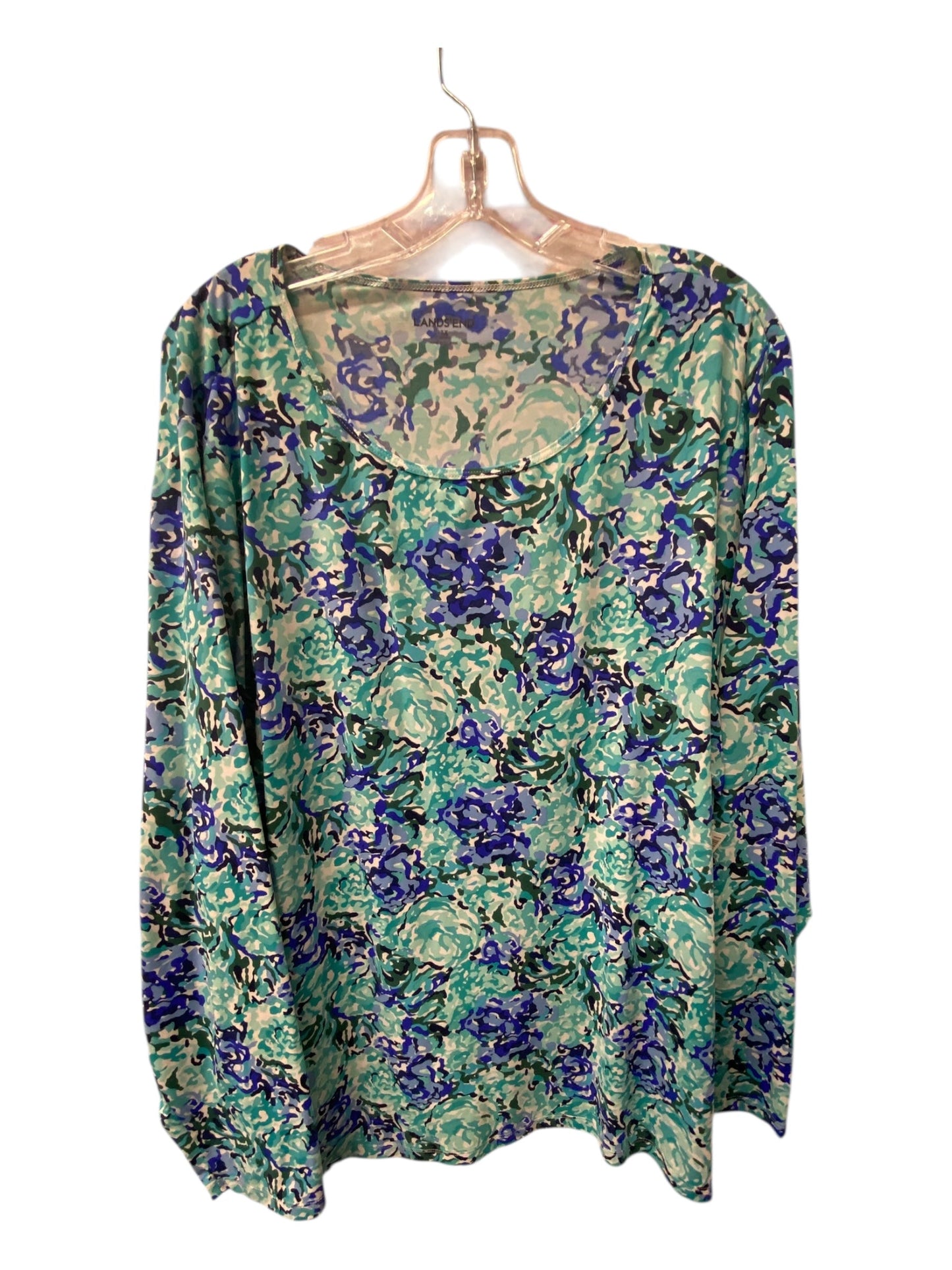 Top Ls By Lands End In Blue & White, Size:3X