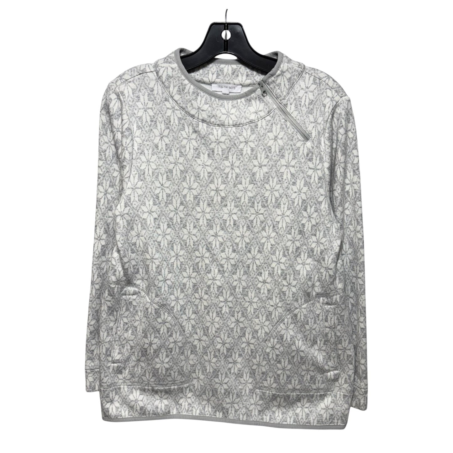 Athletic Top Long Sleeve Crewneck By Talbots In Grey & White, Size: M