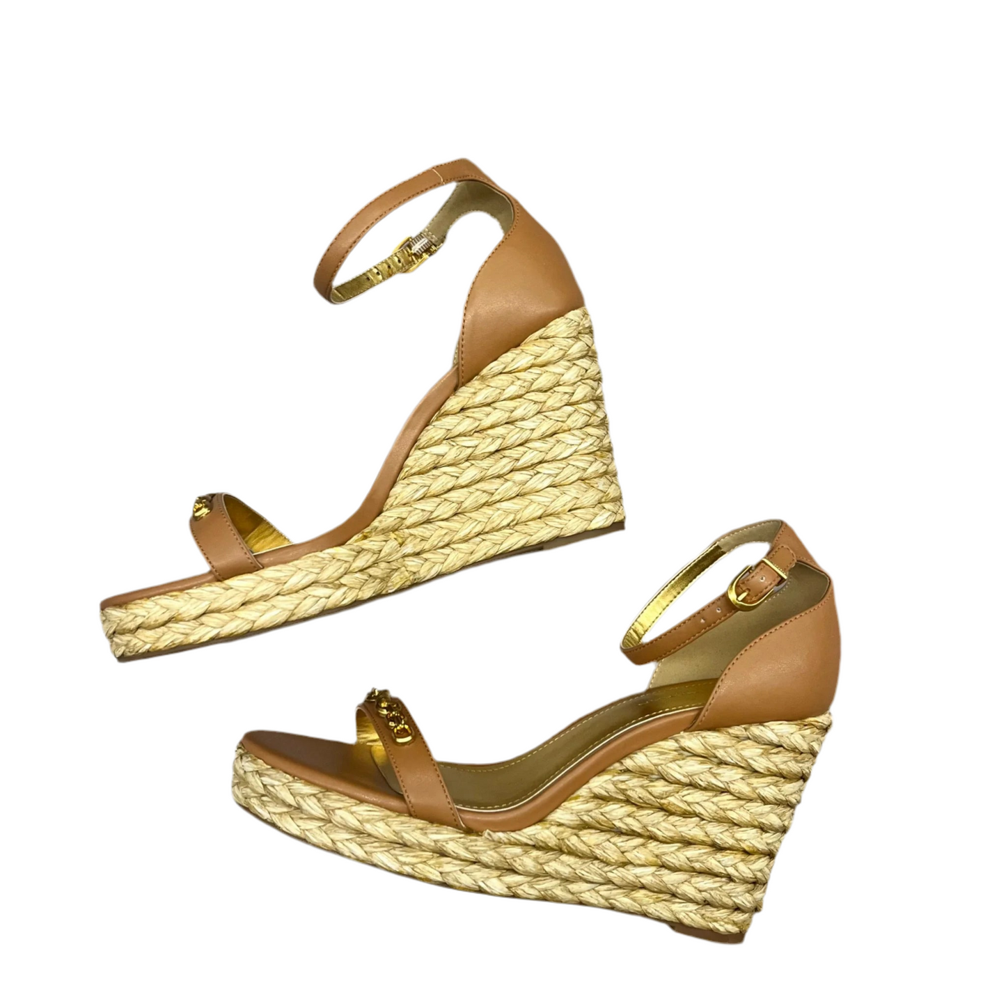 Sandals Heels Wedge By Donna Karan In Brown, Size: 9.5