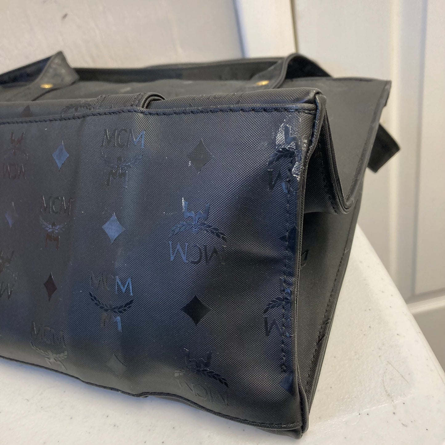 Tote Luxury Designer By Mcm In Black, Size:Large