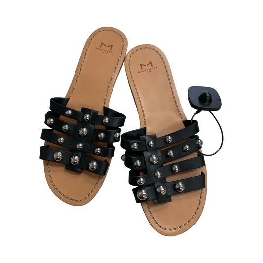 Sandals Flats By Marc Fisher In Black & Silver, Size:8.5