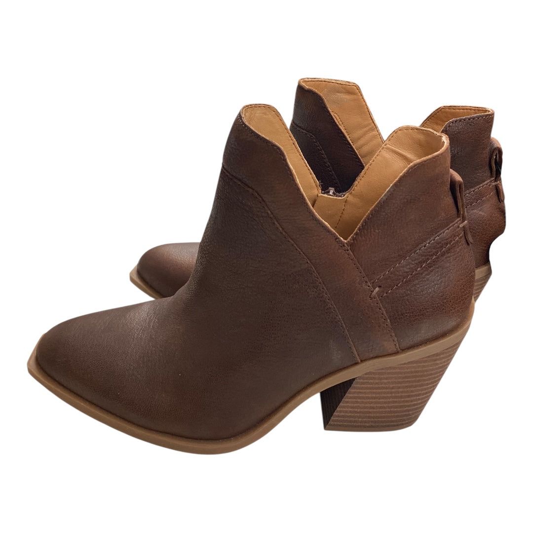 Boots Ankle Heels By Crown Vintage In Brown, Size:10